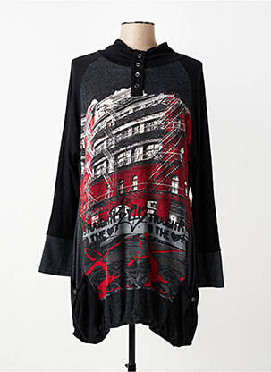 Robe pull stretch manches longues noir HALOGENE femme