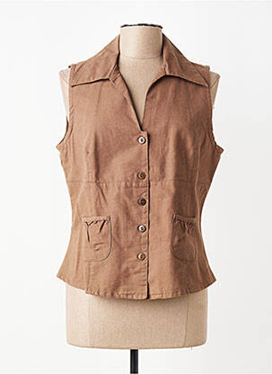 Chemisier coupe cintrée sans manche marron LUCCHINI femme