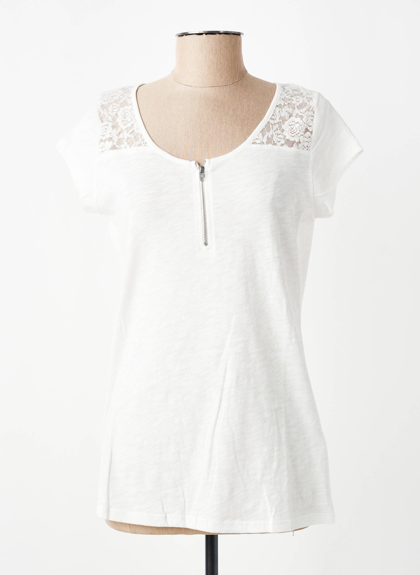 Top stretch manches courtes blanc CBK femme