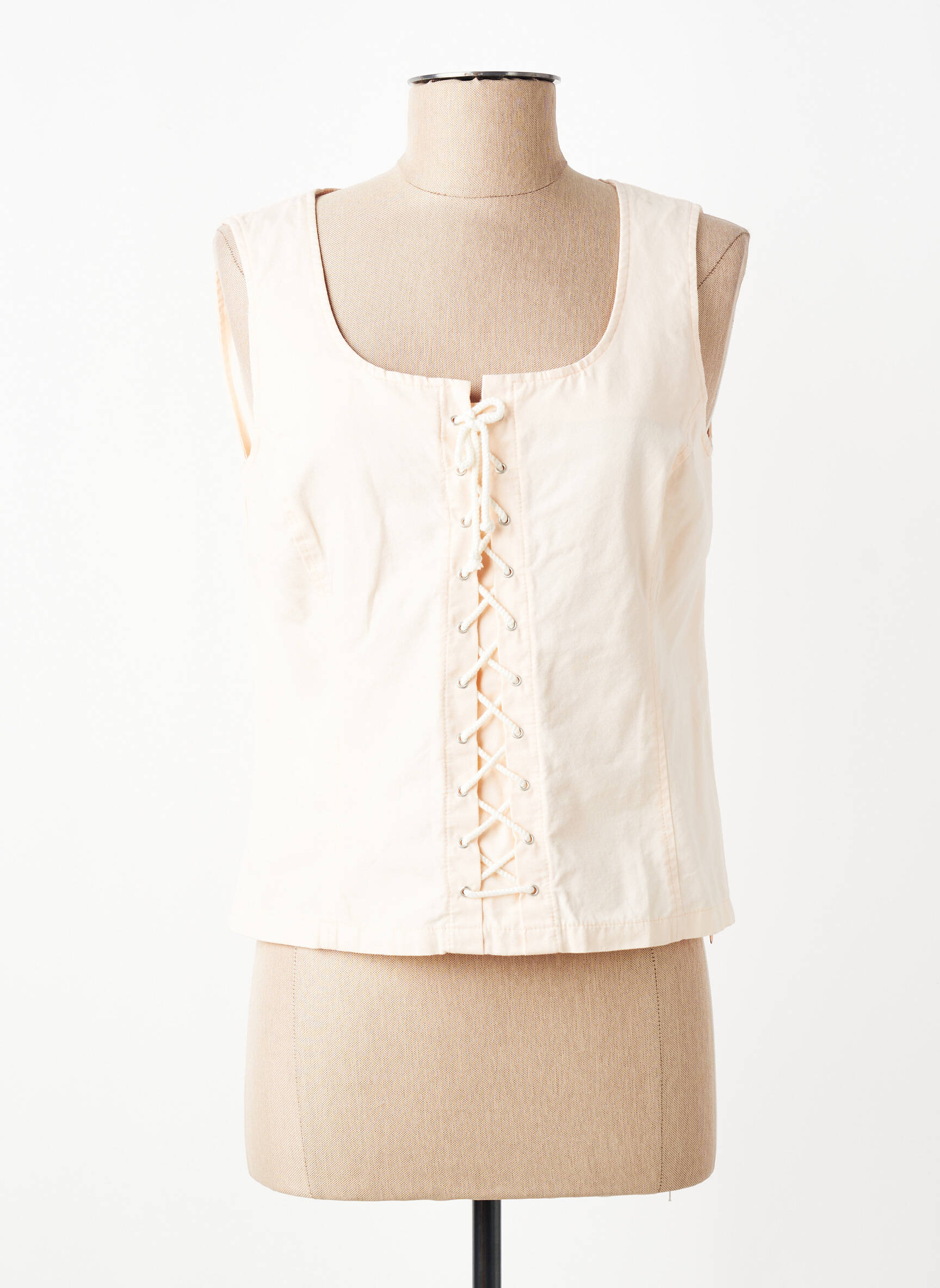 Top col carré sans manche rose LUCCHINI femme