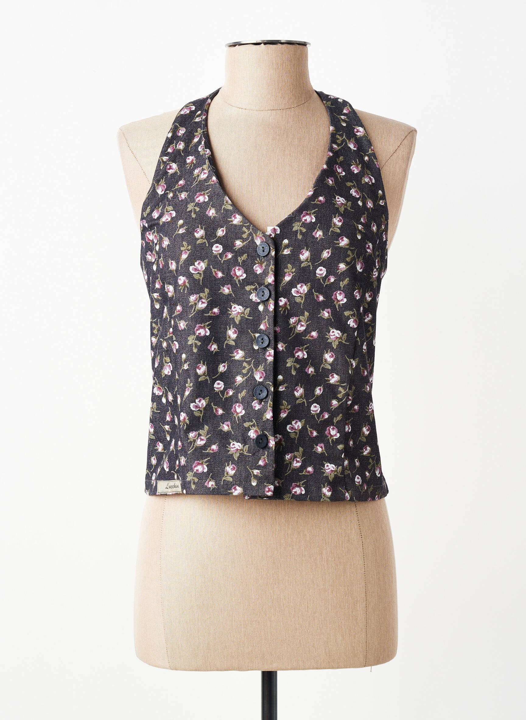 Top coupe cintrée fines bretelles noir LUCCHINI femme