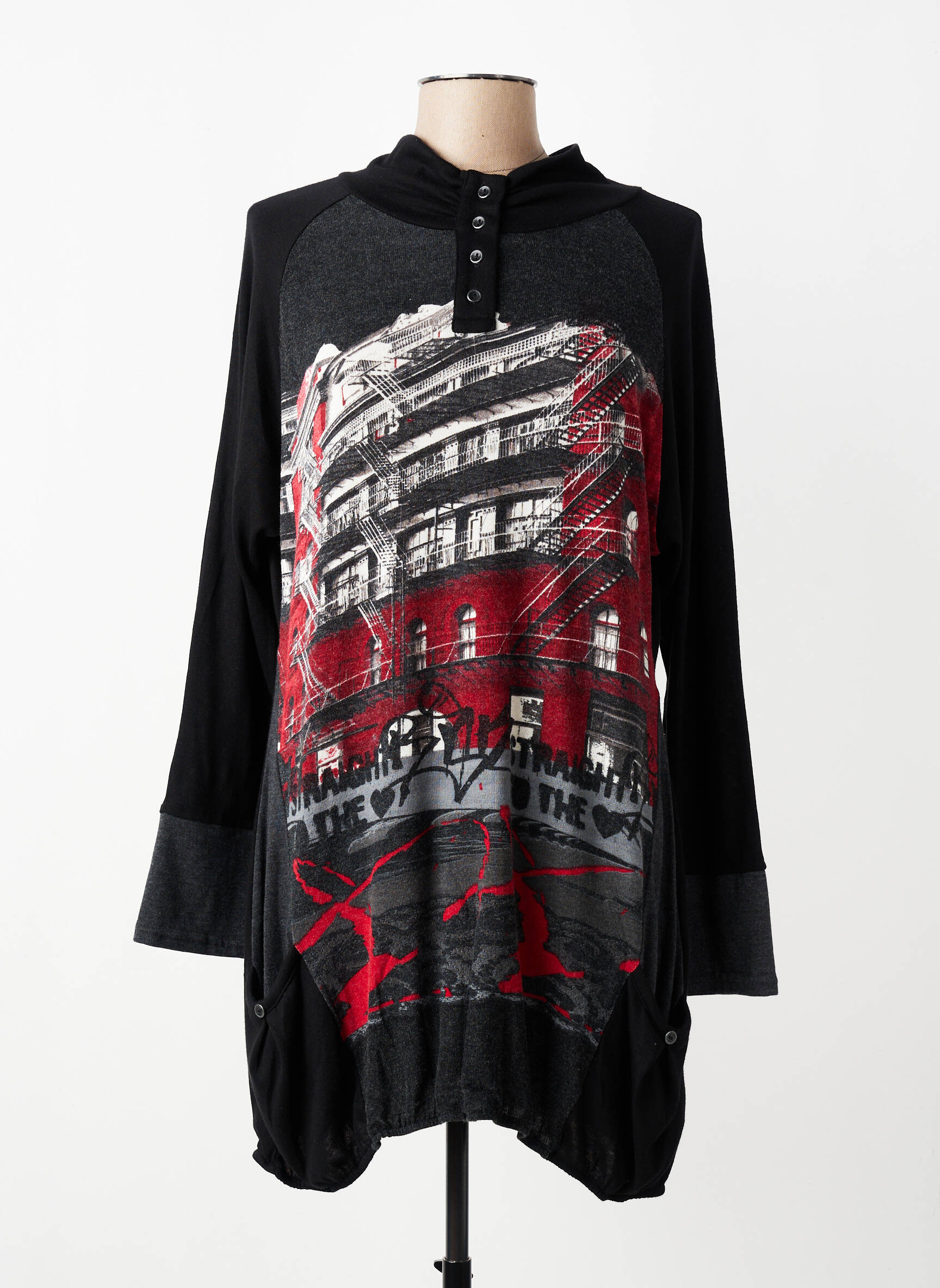 Robe pull stretch manches longues noir HALOGENE femme
