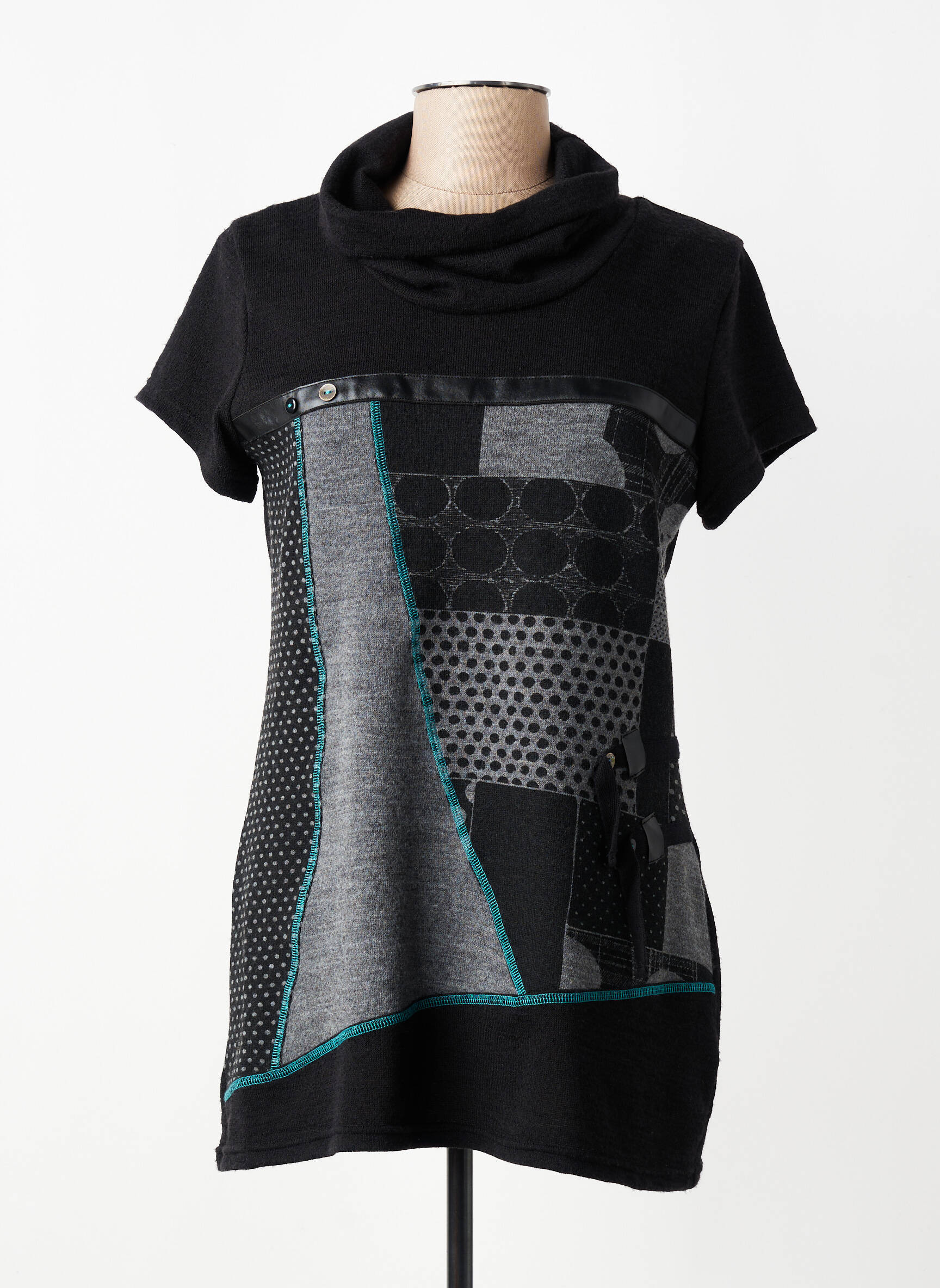 Top stretch manches courtes noir ATLANTA femme