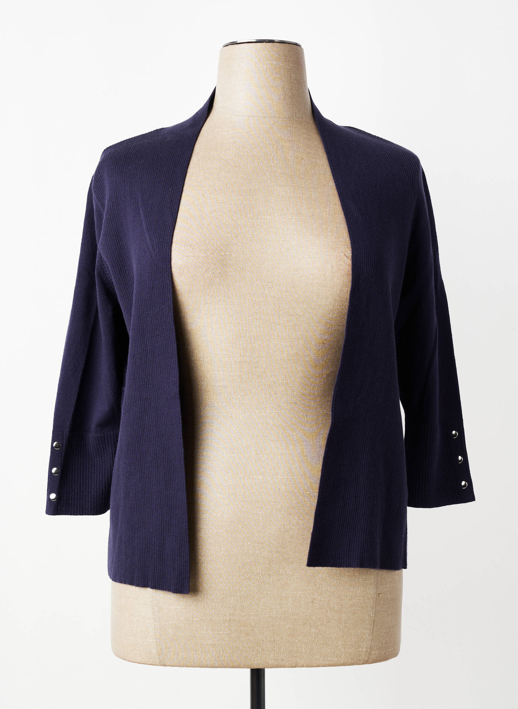 Gilet manches longues col châle bleu CONCEPT K femme