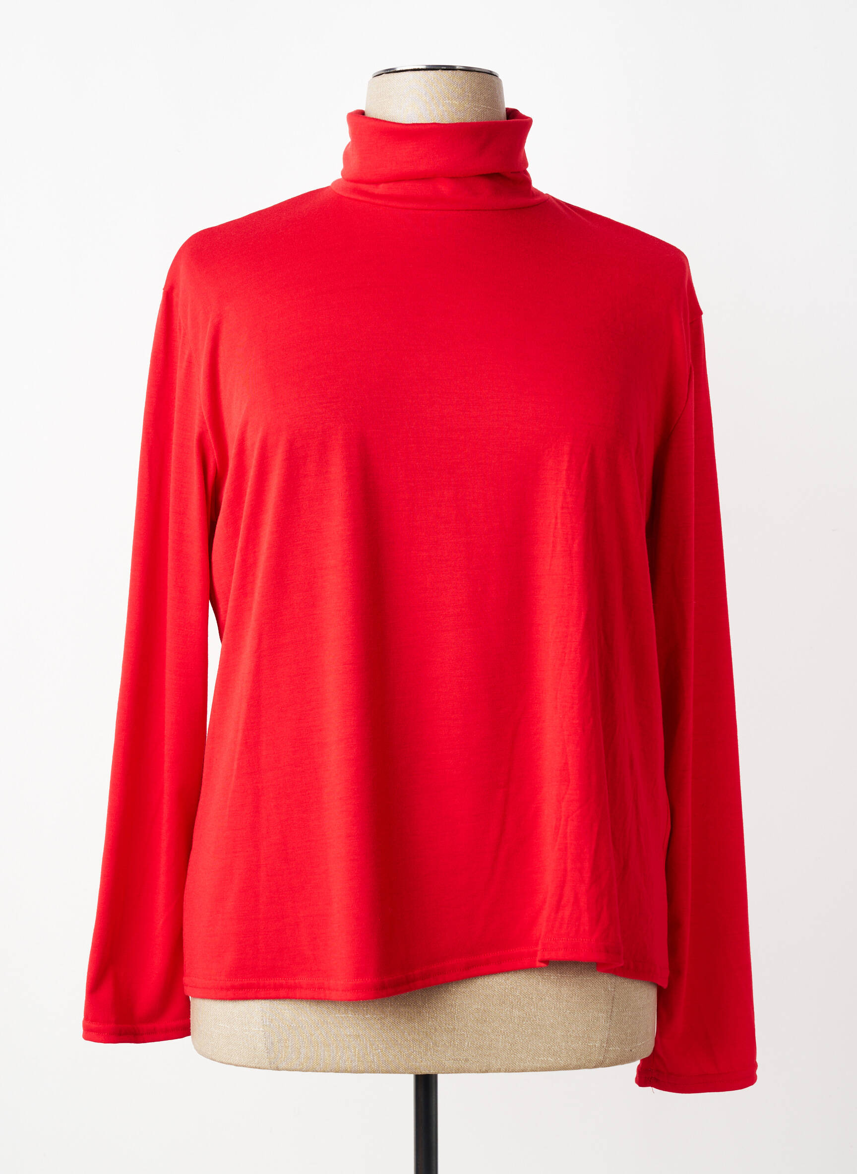 Sous-pull stretch manches longues rouge QUATRE VINGT JOURS femme