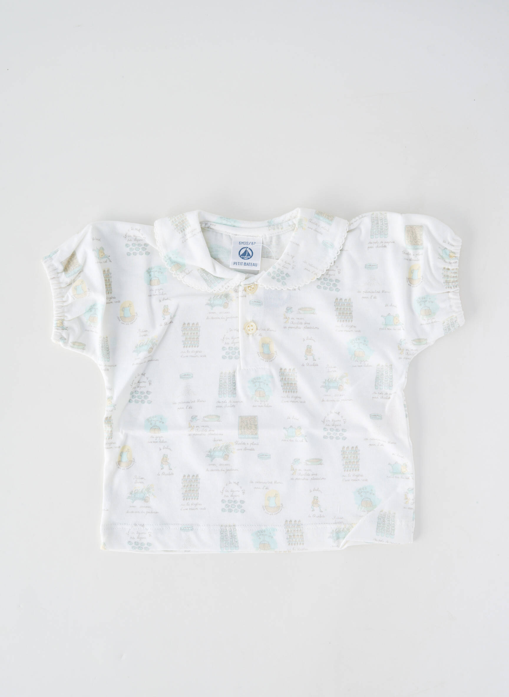 T-shirt col claudine manches courtes blanc PETIT BATEAU fille