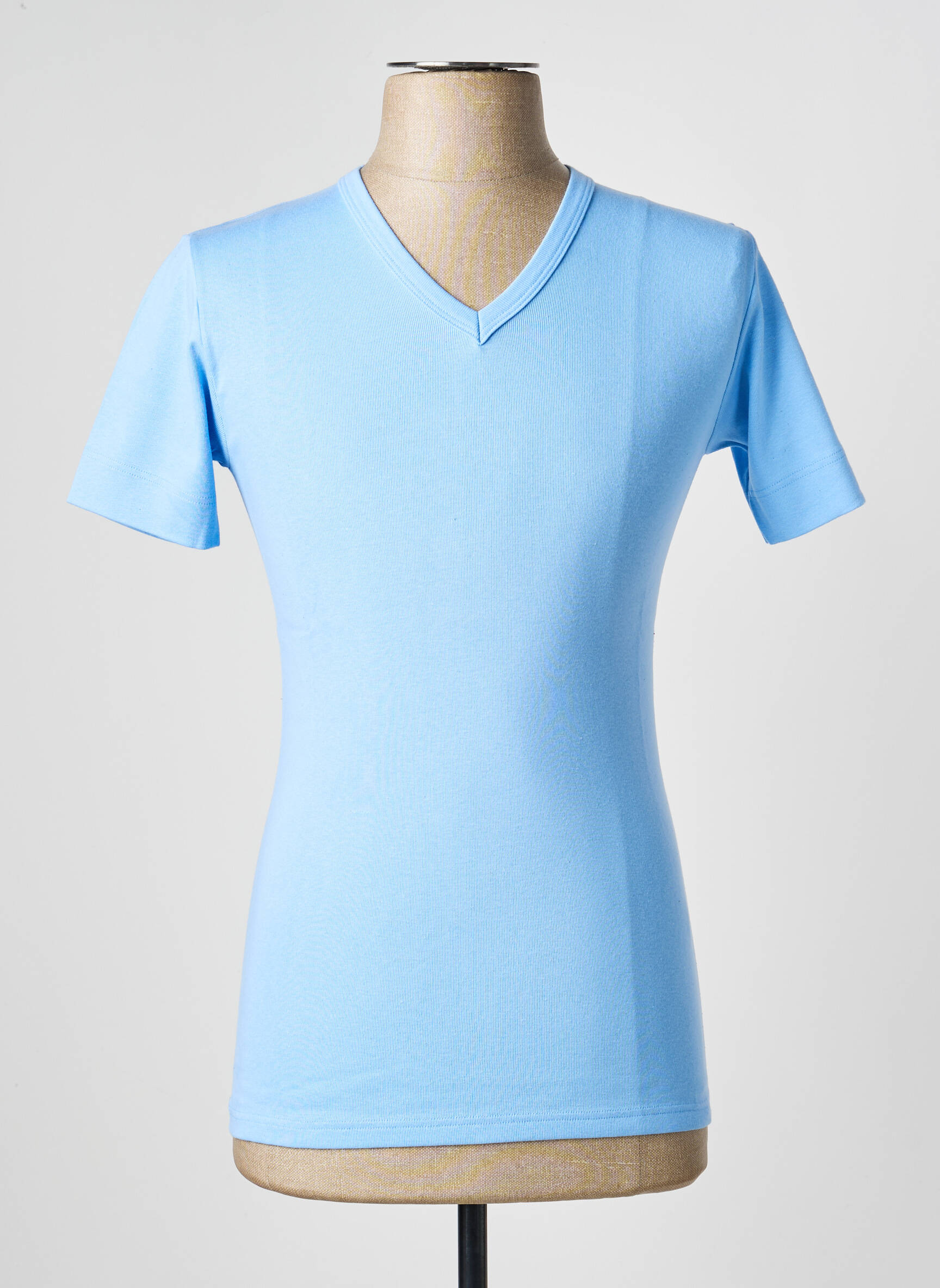 T-shirt col v manches courtes bleu ARMOR LUX femme