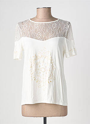 Top stretch manches courtes beige DESIGUAL femme
