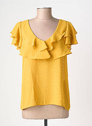 Blouse légère et transparente manches courtes jaune MOLLY BRACKEN femme
