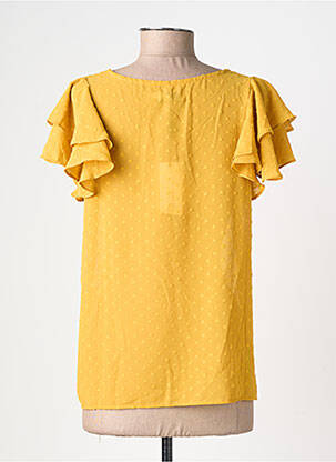 Blouse légère et transparente manches courtes jaune MOLLY BRACKEN femme