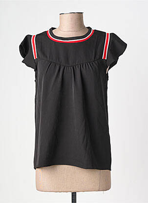 Blouse col rond manches courtes noir GRACE & MILA femme