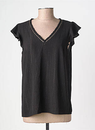 Blouse tissage crêpe manches courtes noir GRACE & MILA femme