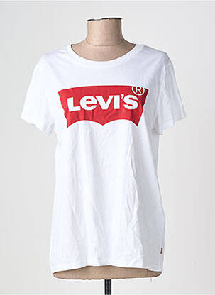 T-shirt sérigraphie floquée manches courtes blanc LEVI'S femme