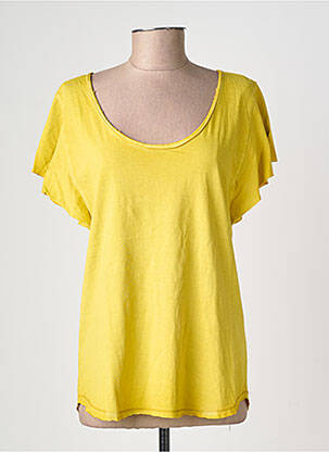T-shirt stretch manches courtes jaune DESIGUAL femme