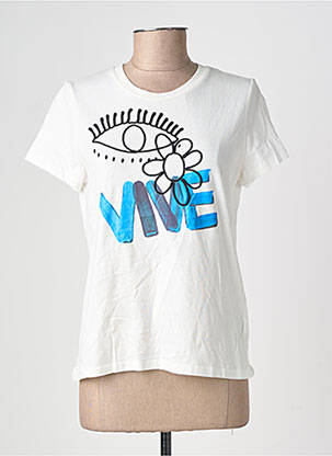 T-shirt sérigraphie manches courtes blanc DESIGUAL femme