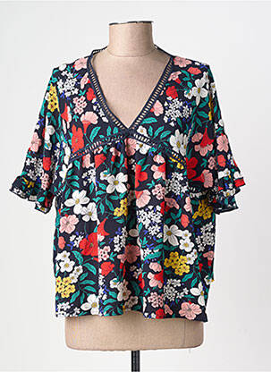Blouse imprimé fleurs manches courtes bleu MOLLY BRACKEN femme