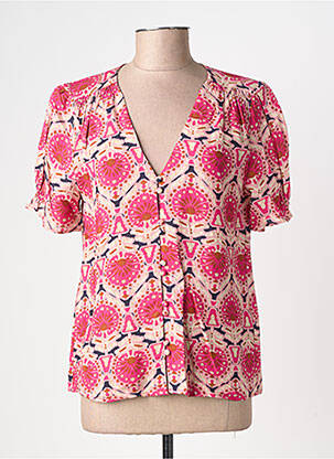 Chemisier tissage crêpe manches courtes rose LA PETITE ETOILE femme