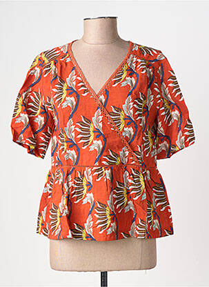 Blouse imprimé fleurs manches courtes orange RUE MAZARINE femme