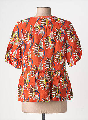 Blouse imprimé fleurs manches courtes orange RUE MAZARINE femme