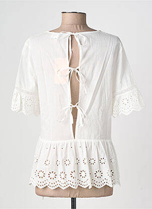 Blouse tissage popeline manches courtes blanc GRACE & MILA femme