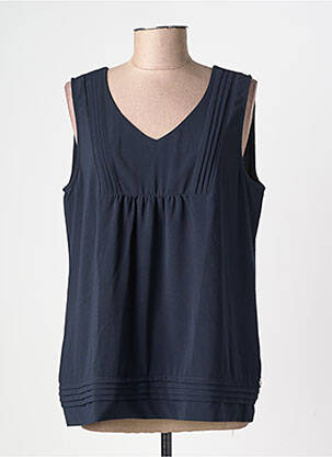 Top coupe fluide sans manche bleu TBS femme