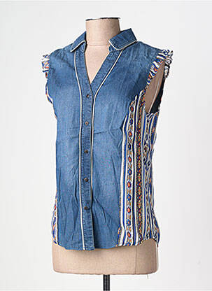 Chemisier coupe cintrée sans manche bleu DESIGUAL femme