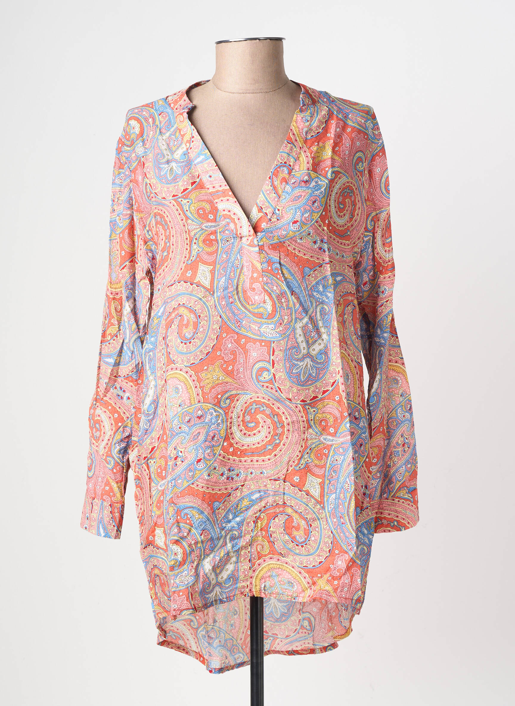 Tunique manches longues tissage crêpe orange MOLLY BRACKEN femme