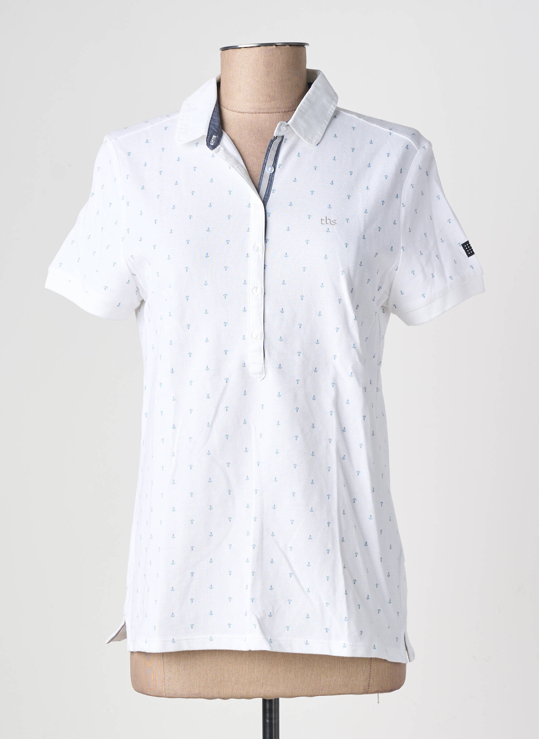 Polo stretch manches courtes blanc TBS femme