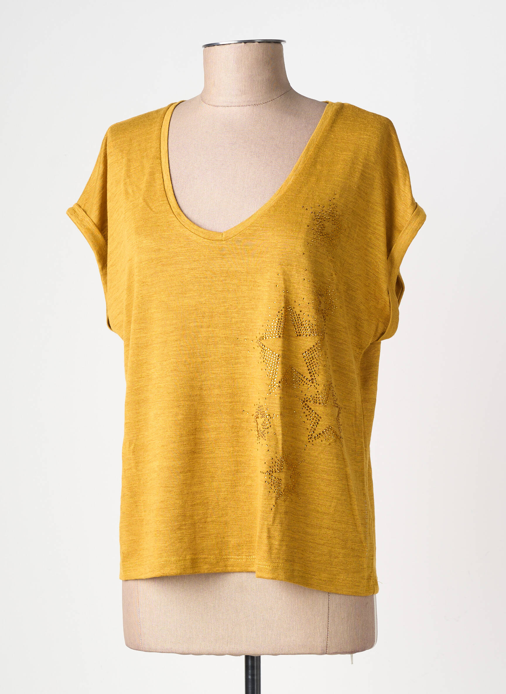 T-shirt coupe droite manches courtes jaune LPB LES PETITES BOMBES  femme