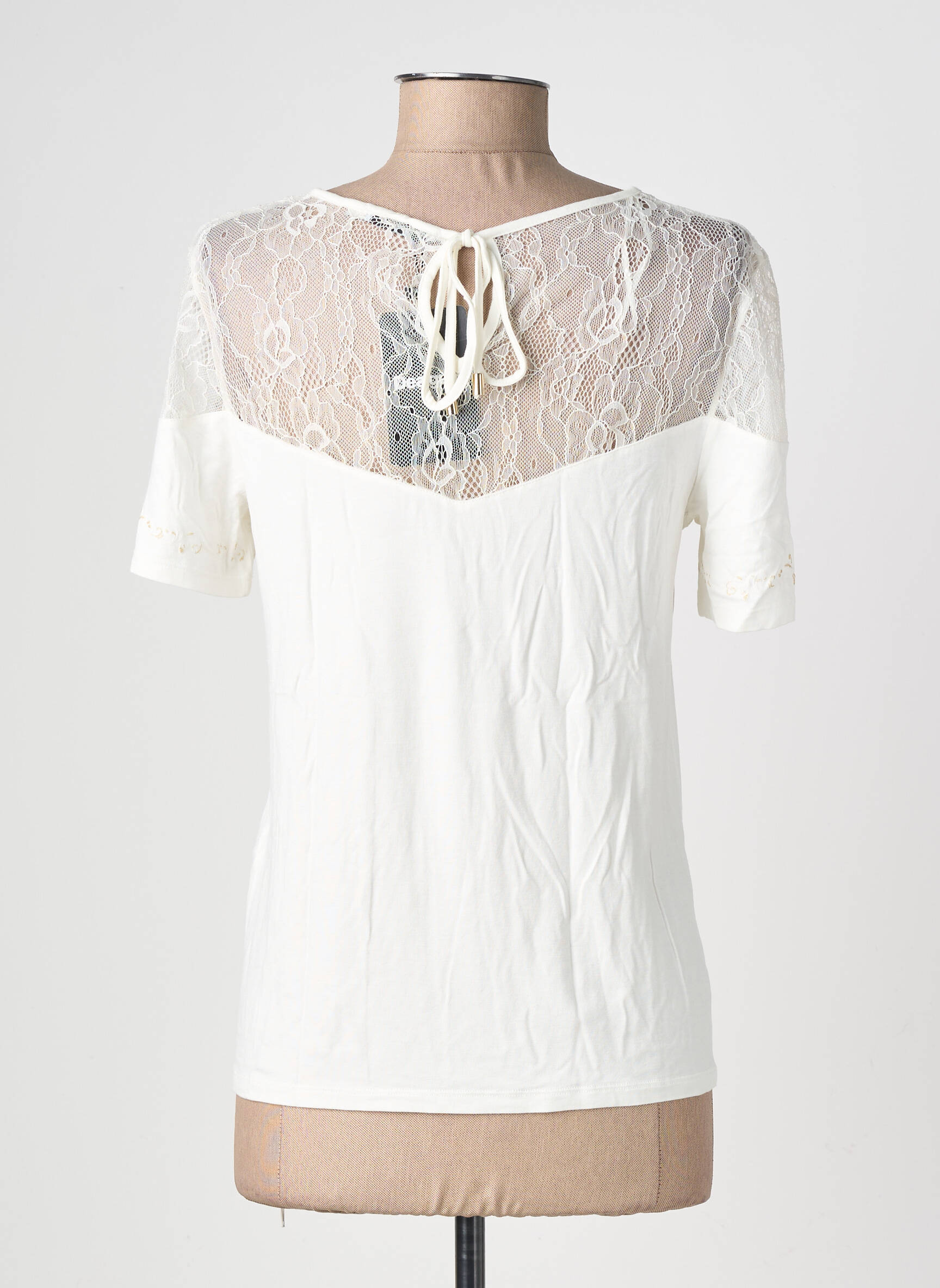 Top stretch manches courtes beige DESIGUAL femme