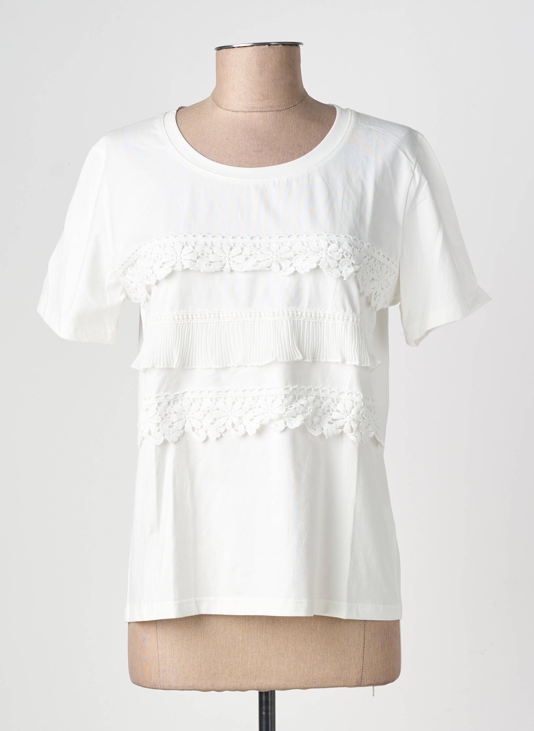 T-shirt coupe droite manches courtes blanc MOLLY BRACKEN femme