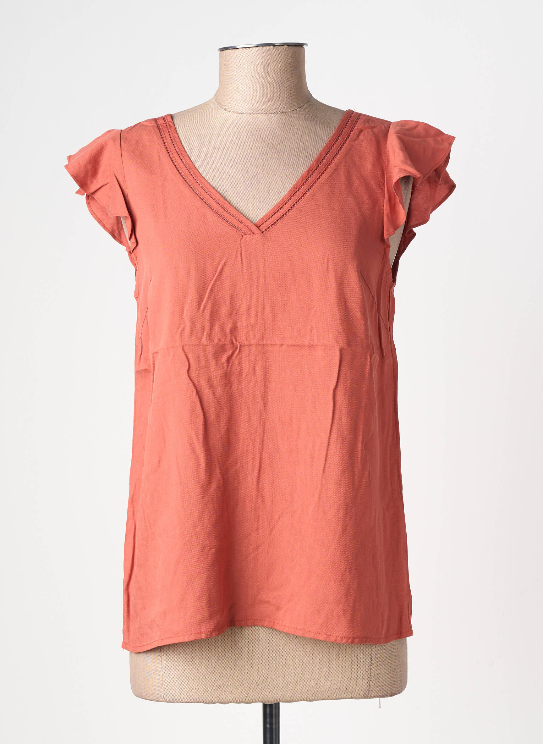 Top coupe fluide manches courtes orange GRACE & MILA femme
