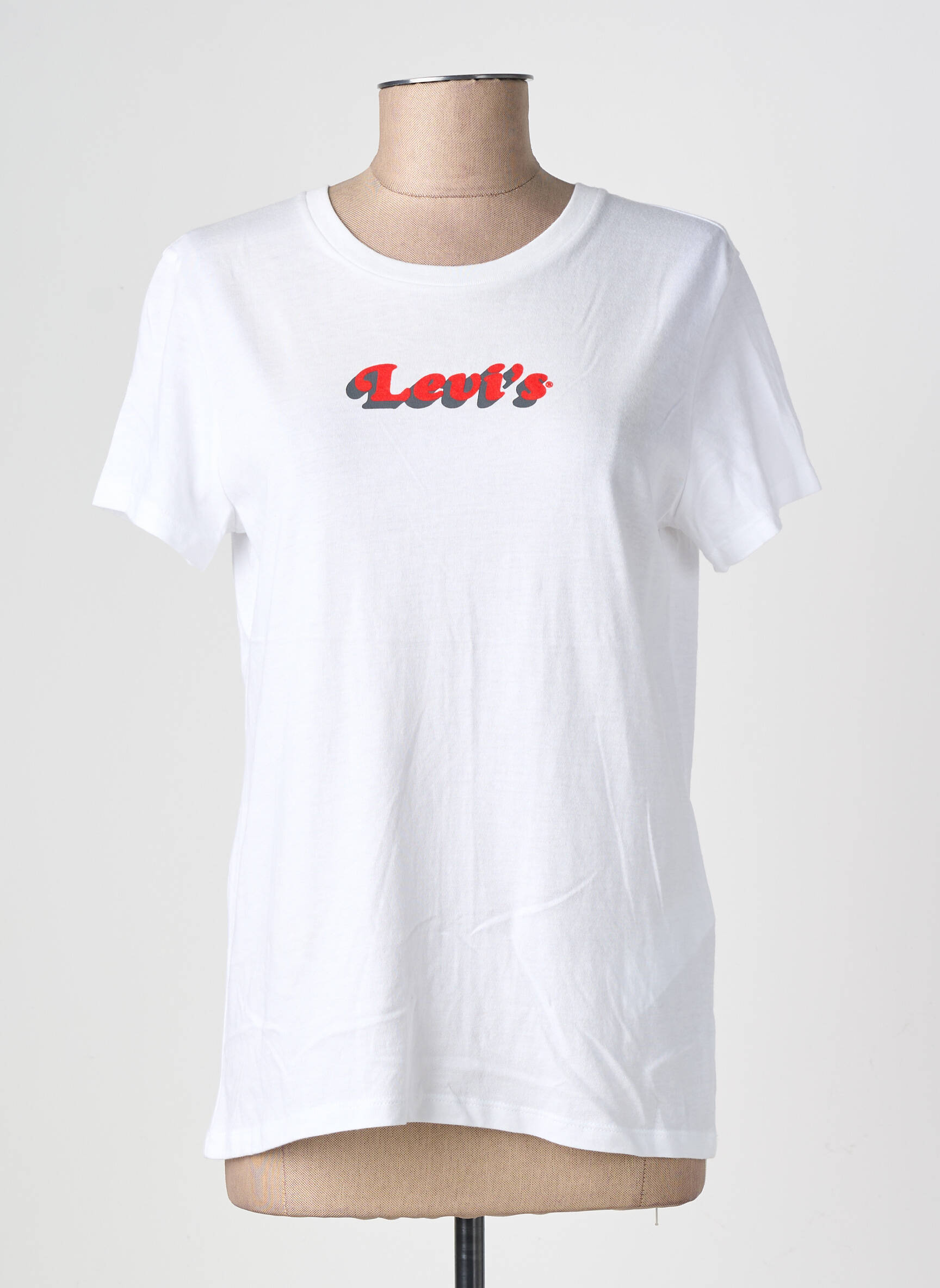 T-shirt sérigraphie floquée manches courtes blanc LEVI'S femme