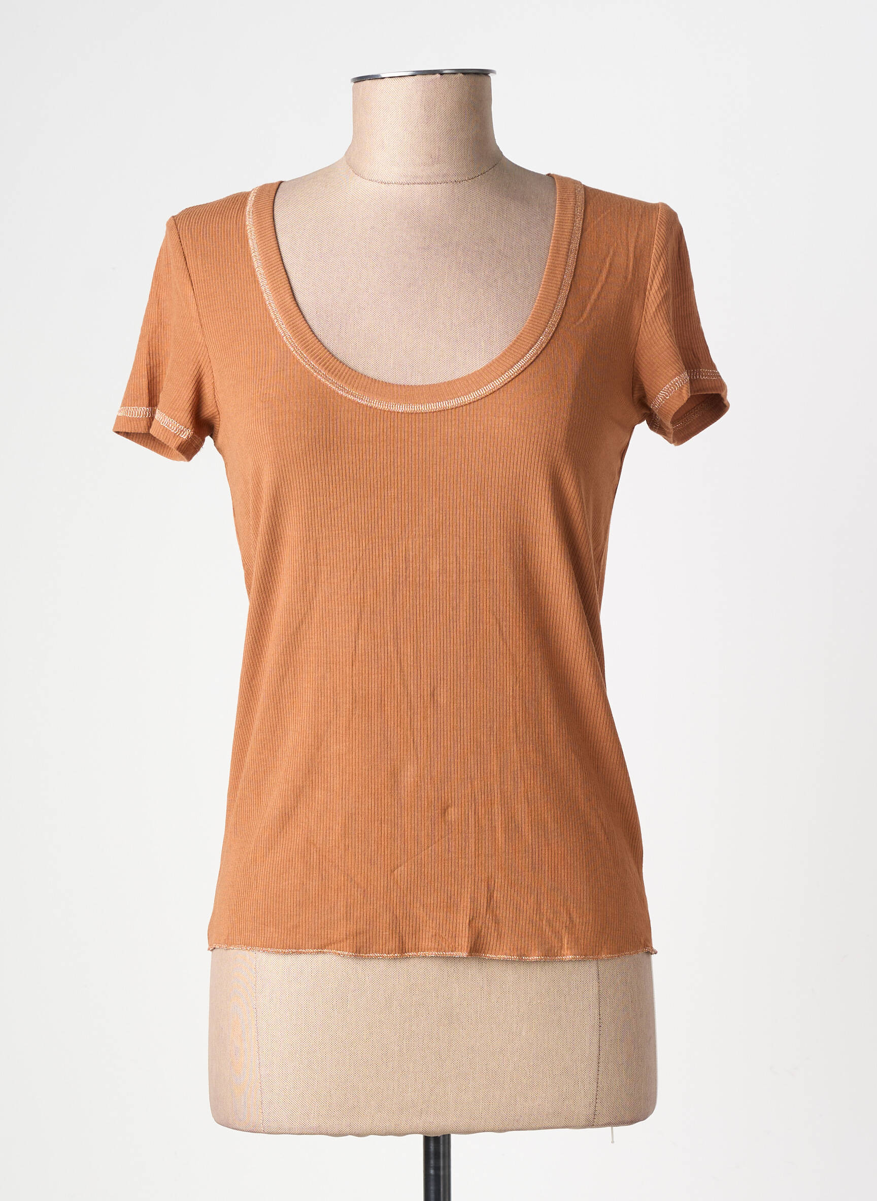 T-shirt stretch manches courtes marron GRACE & MILA femme