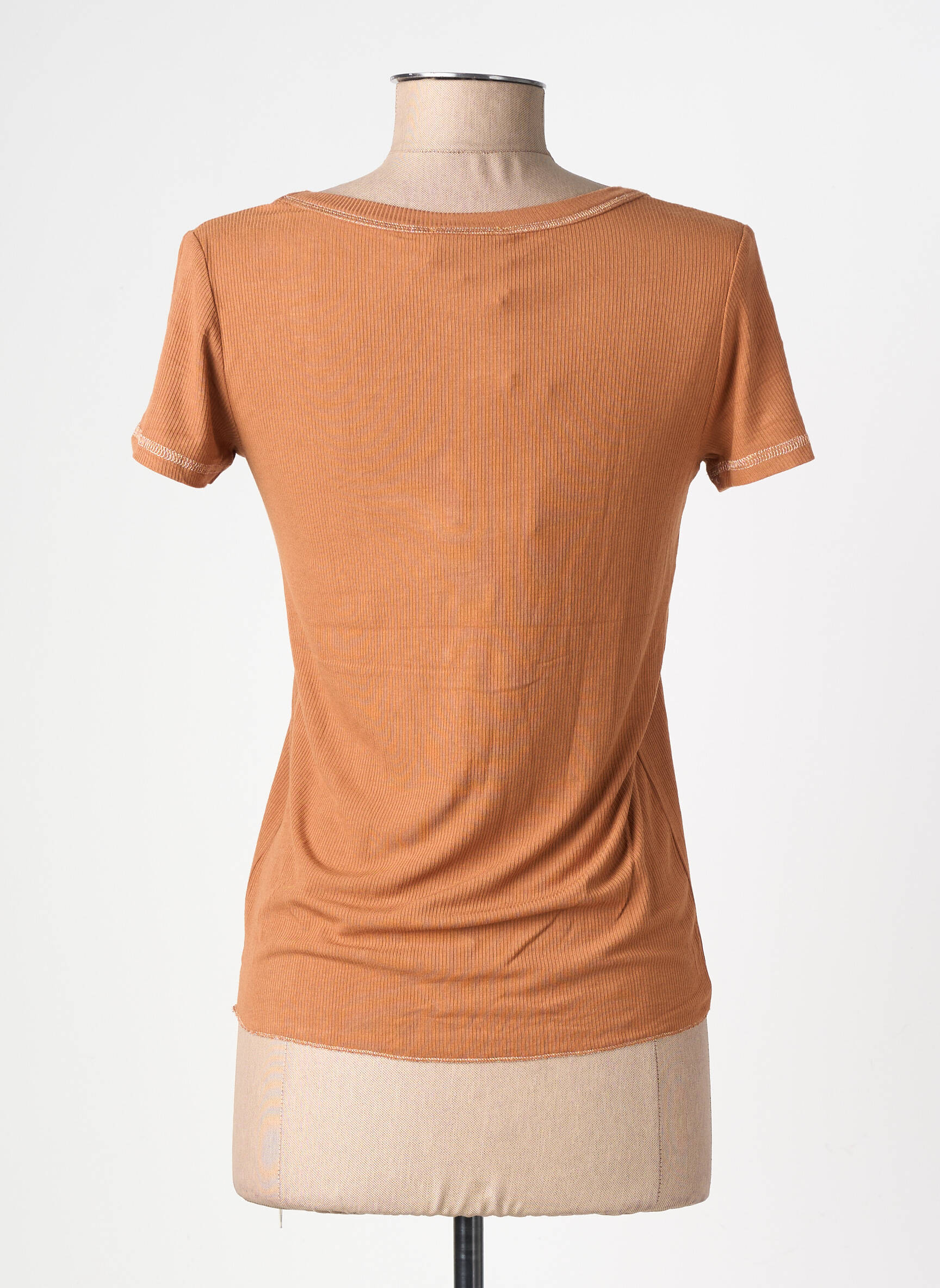 T-shirt stretch manches courtes marron GRACE & MILA femme