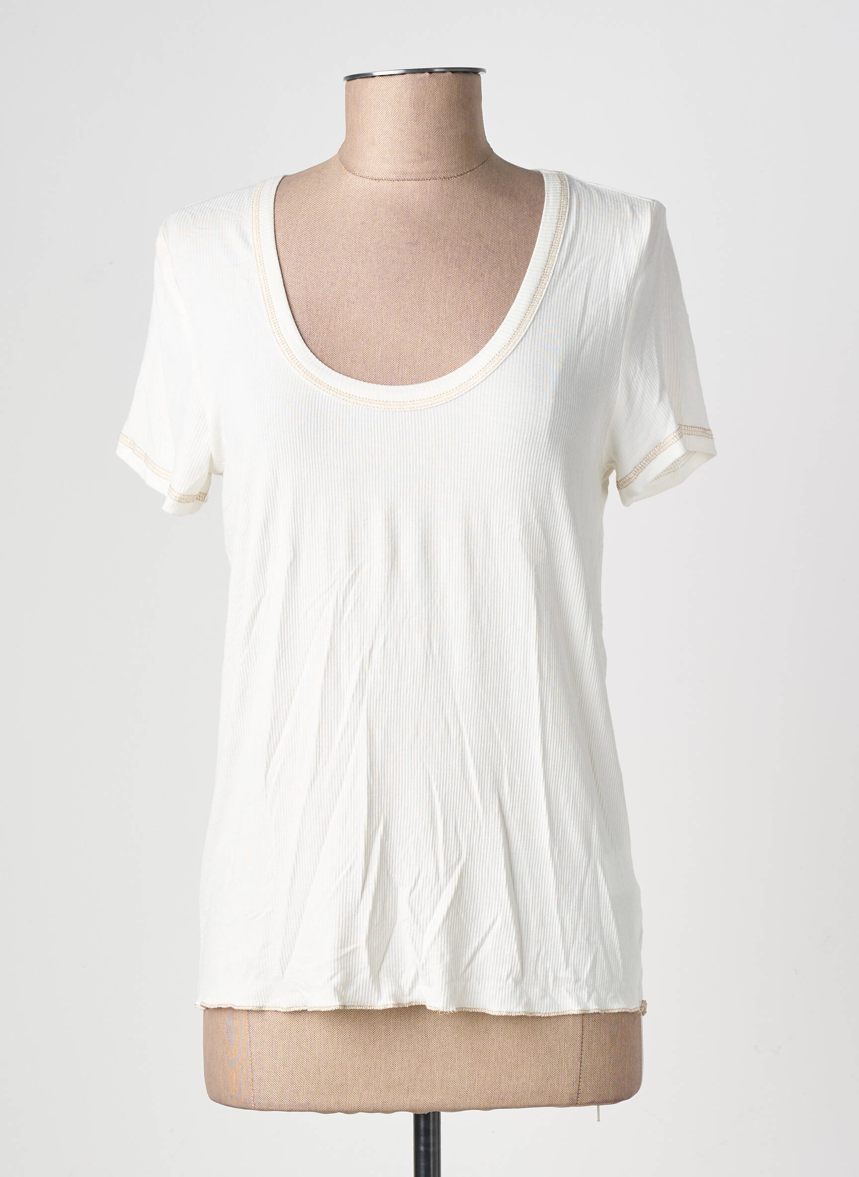 T-shirt stretch manches courtes beige GRACE & MILA femme