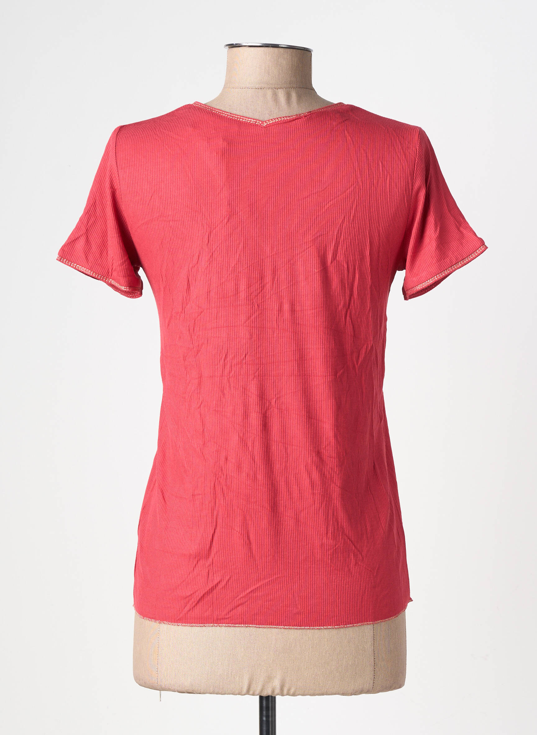 T-shirt col v manches courtes rouge GRACE & MILA femme