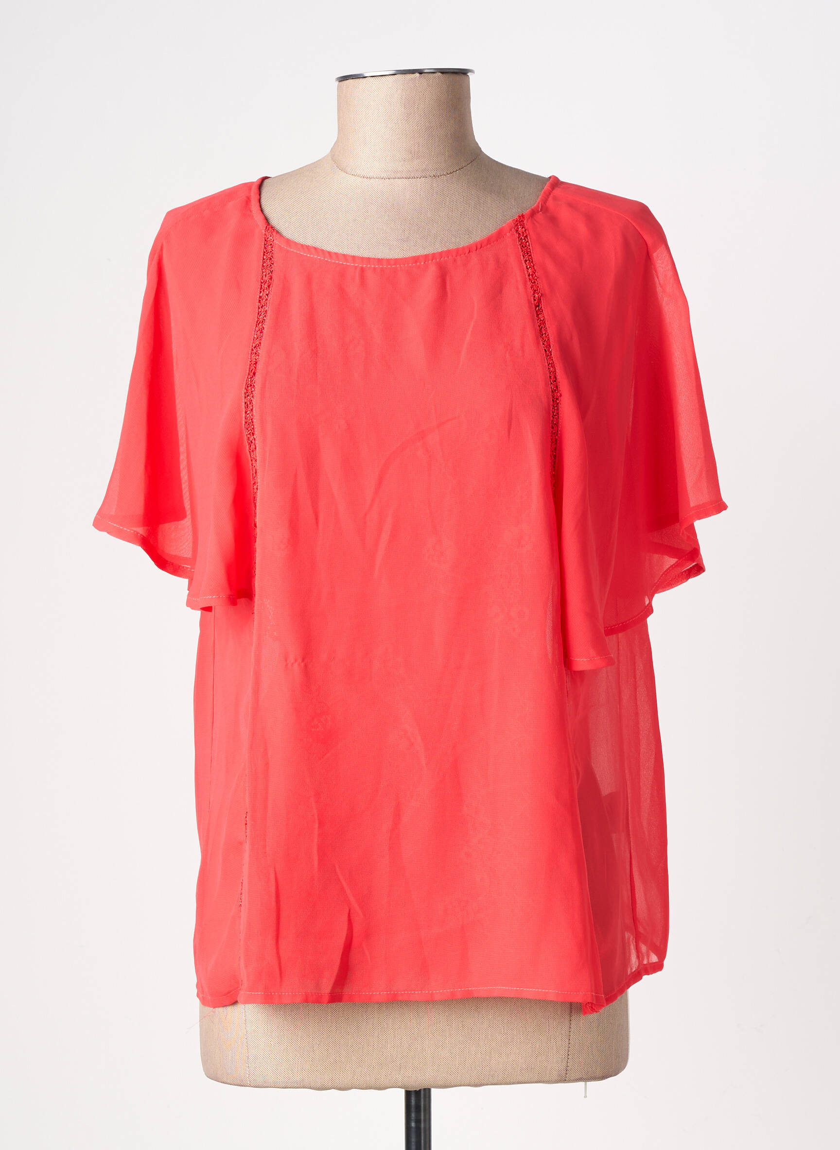 Top coupe fluide manches courtes rouge GRACE & MILA femme