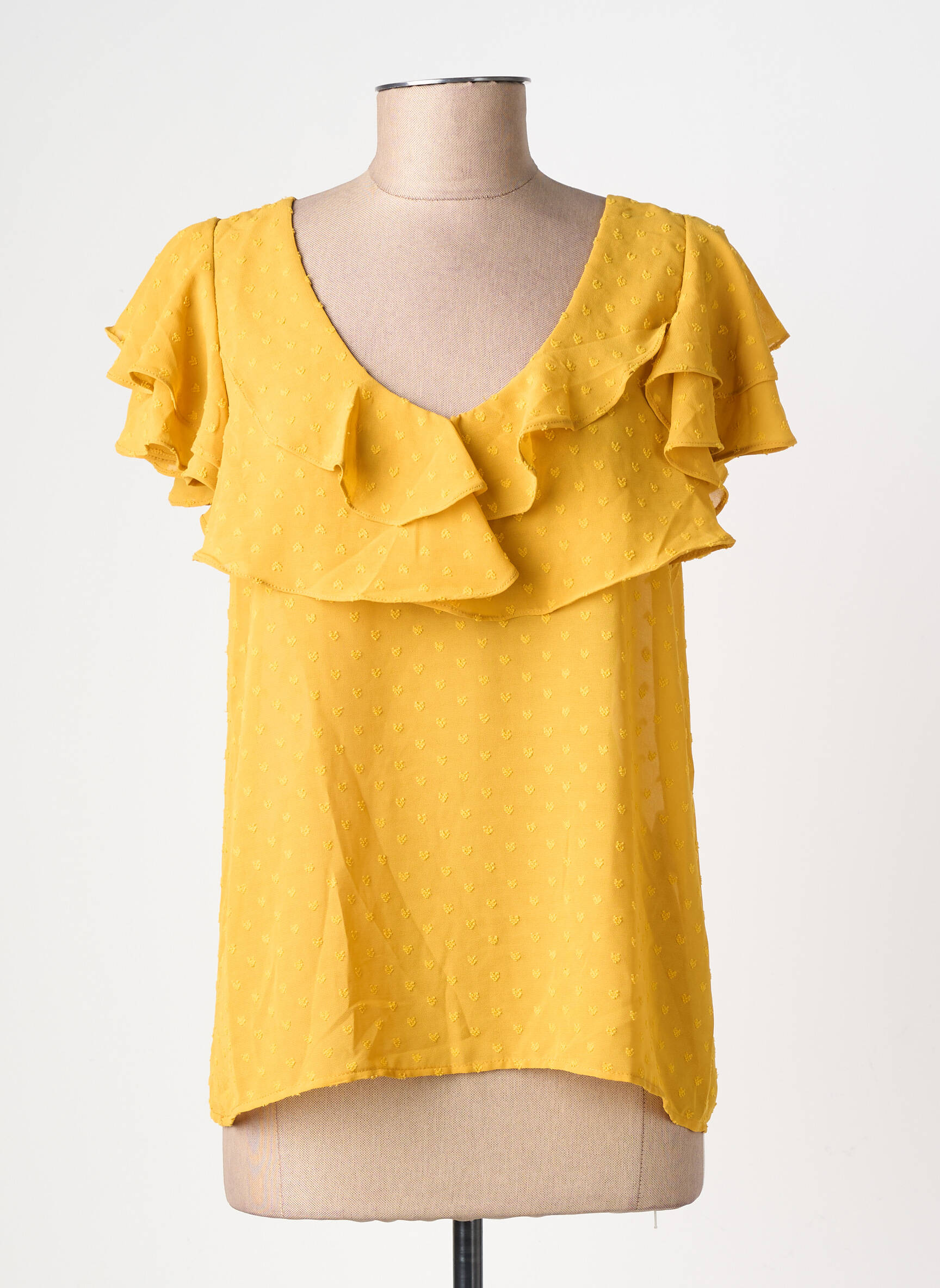 Blouse légère et transparente manches courtes jaune MOLLY BRACKEN femme