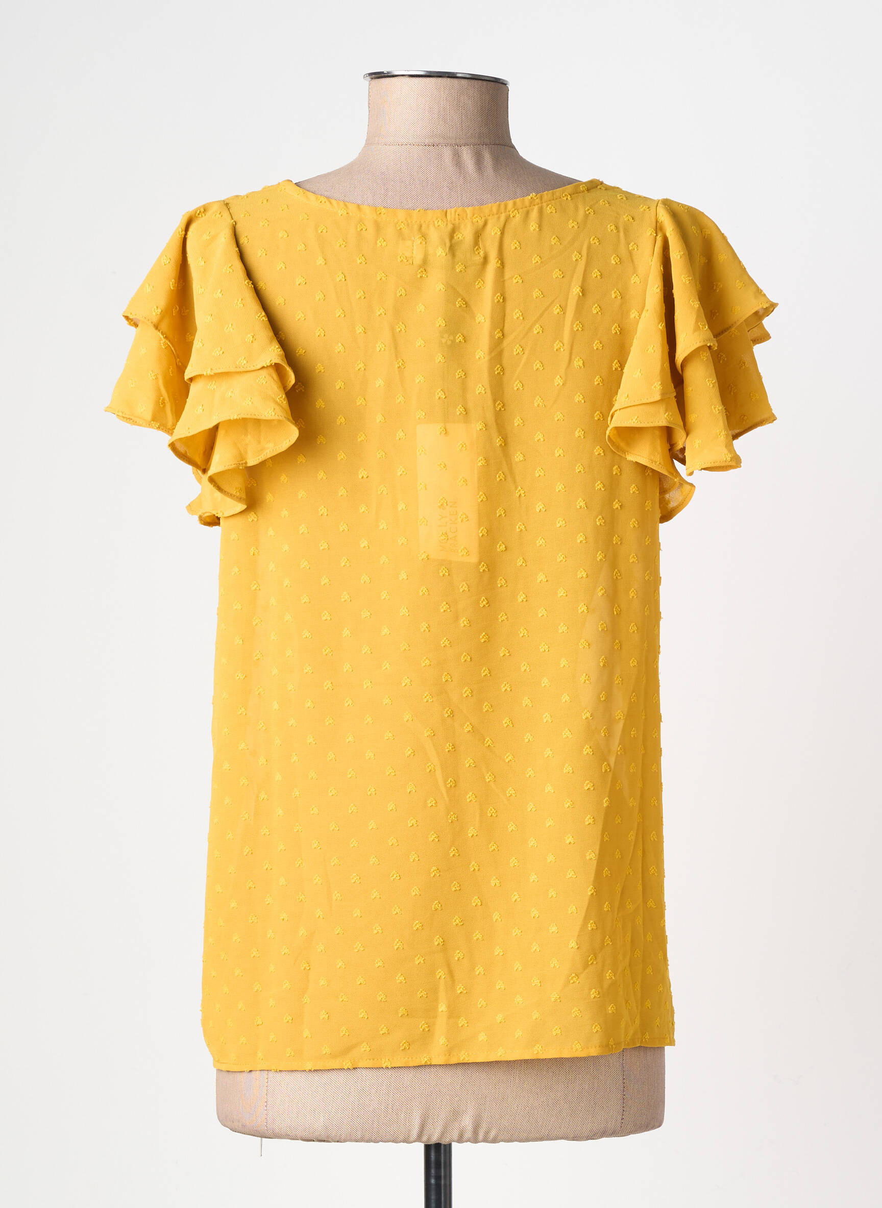 Blouse légère et transparente manches courtes jaune MOLLY BRACKEN femme
