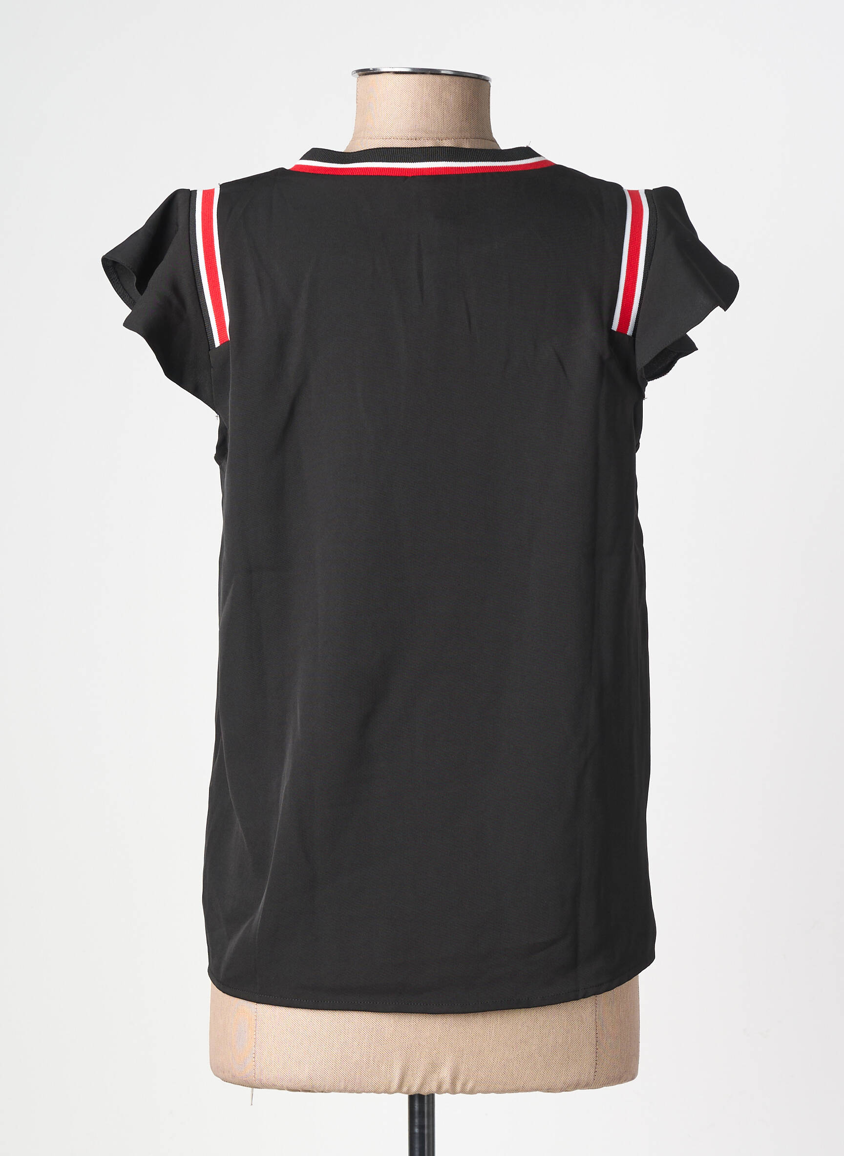 Blouse col rond manches courtes noir GRACE & MILA femme