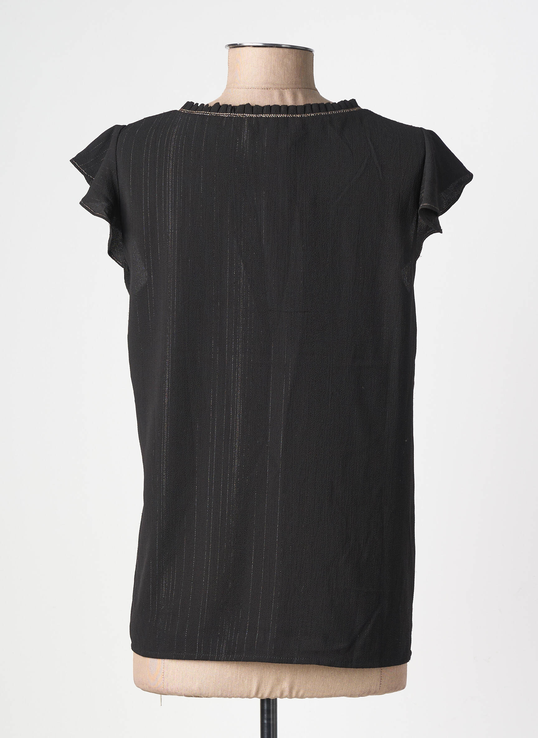 Blouse tissage crêpe manches courtes noir GRACE & MILA femme