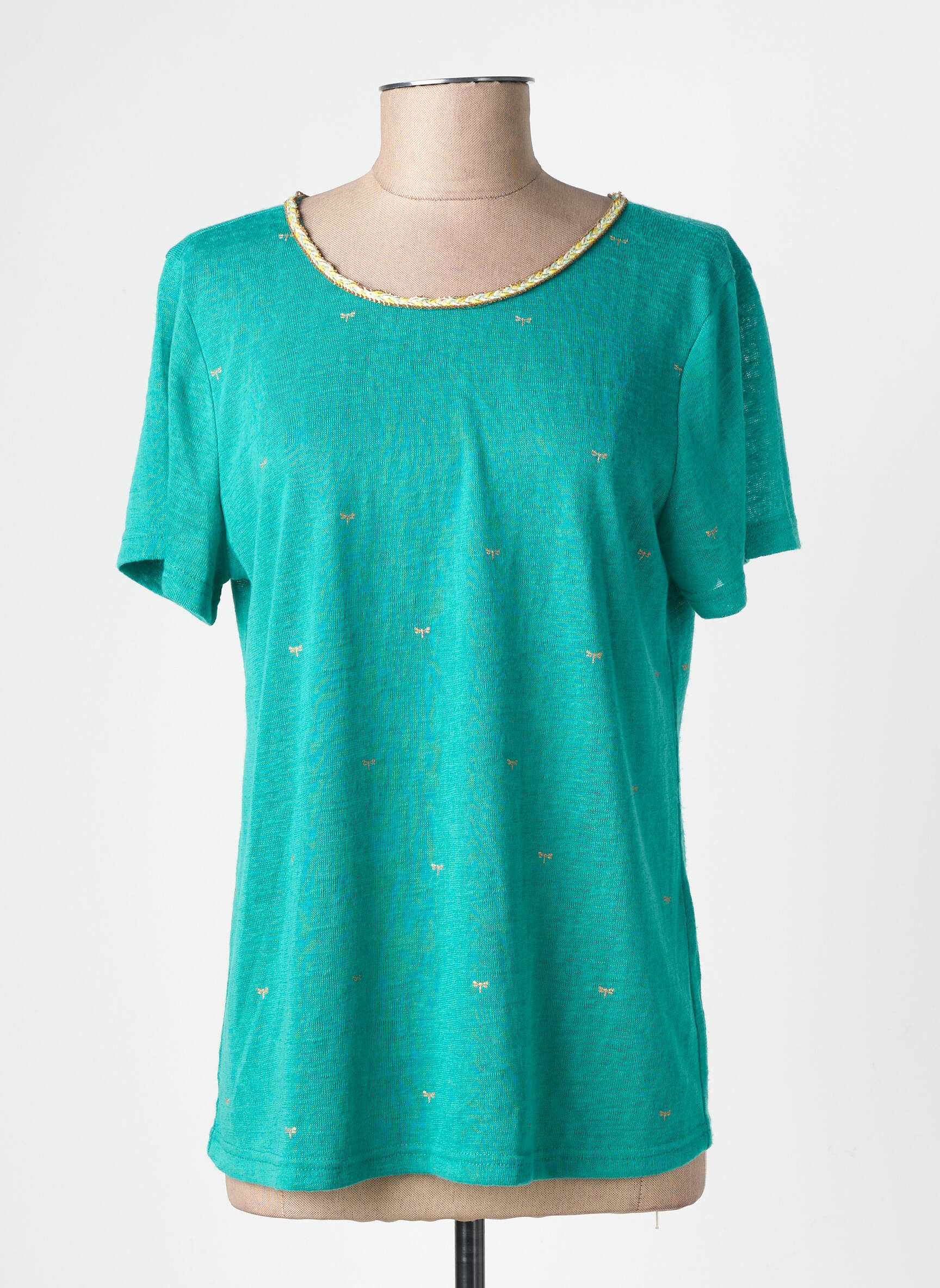 T-shirt sérigraphie manches courtes vert GRACE & MILA femme