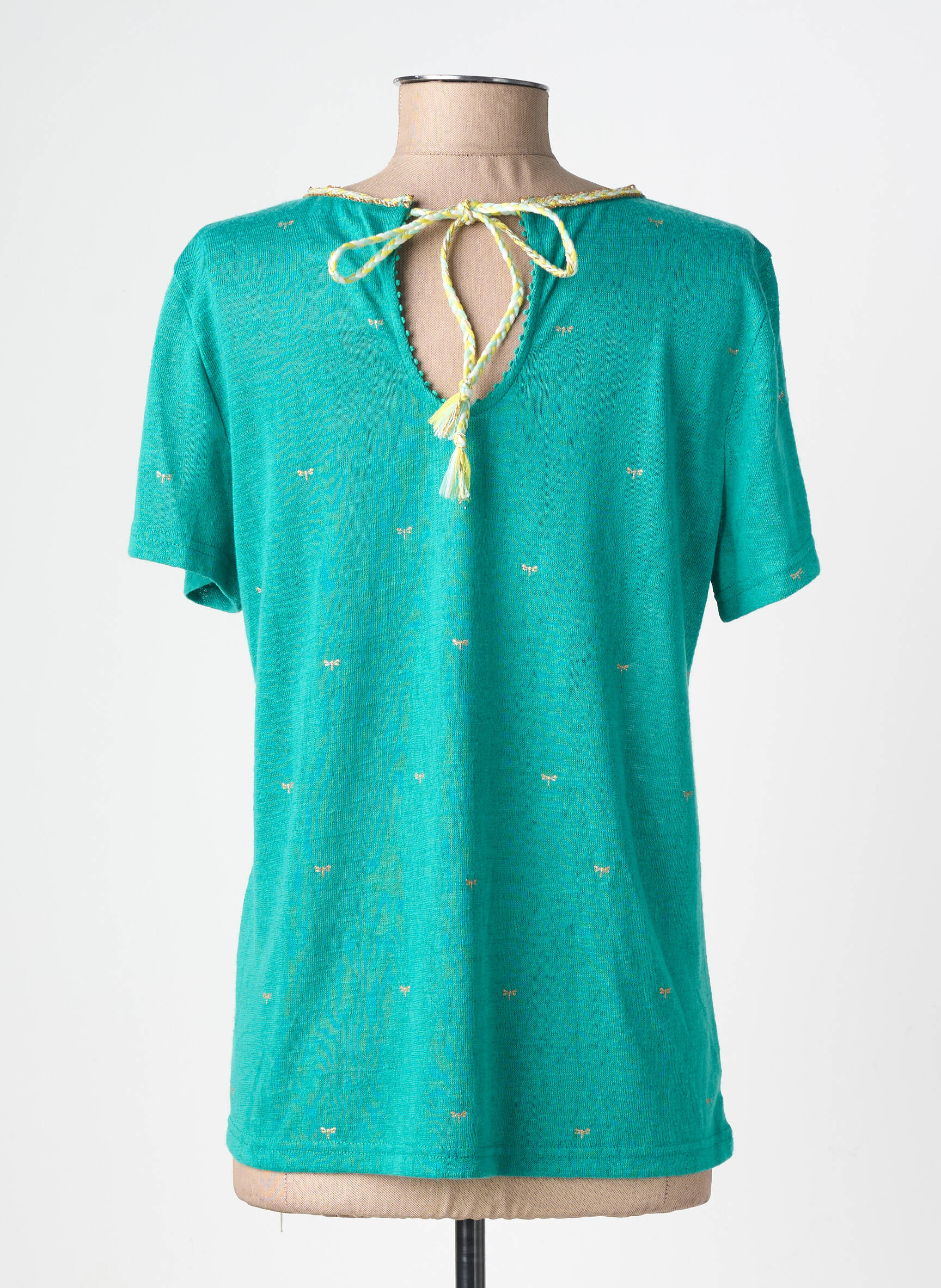 T-shirt sérigraphie manches courtes vert GRACE & MILA femme