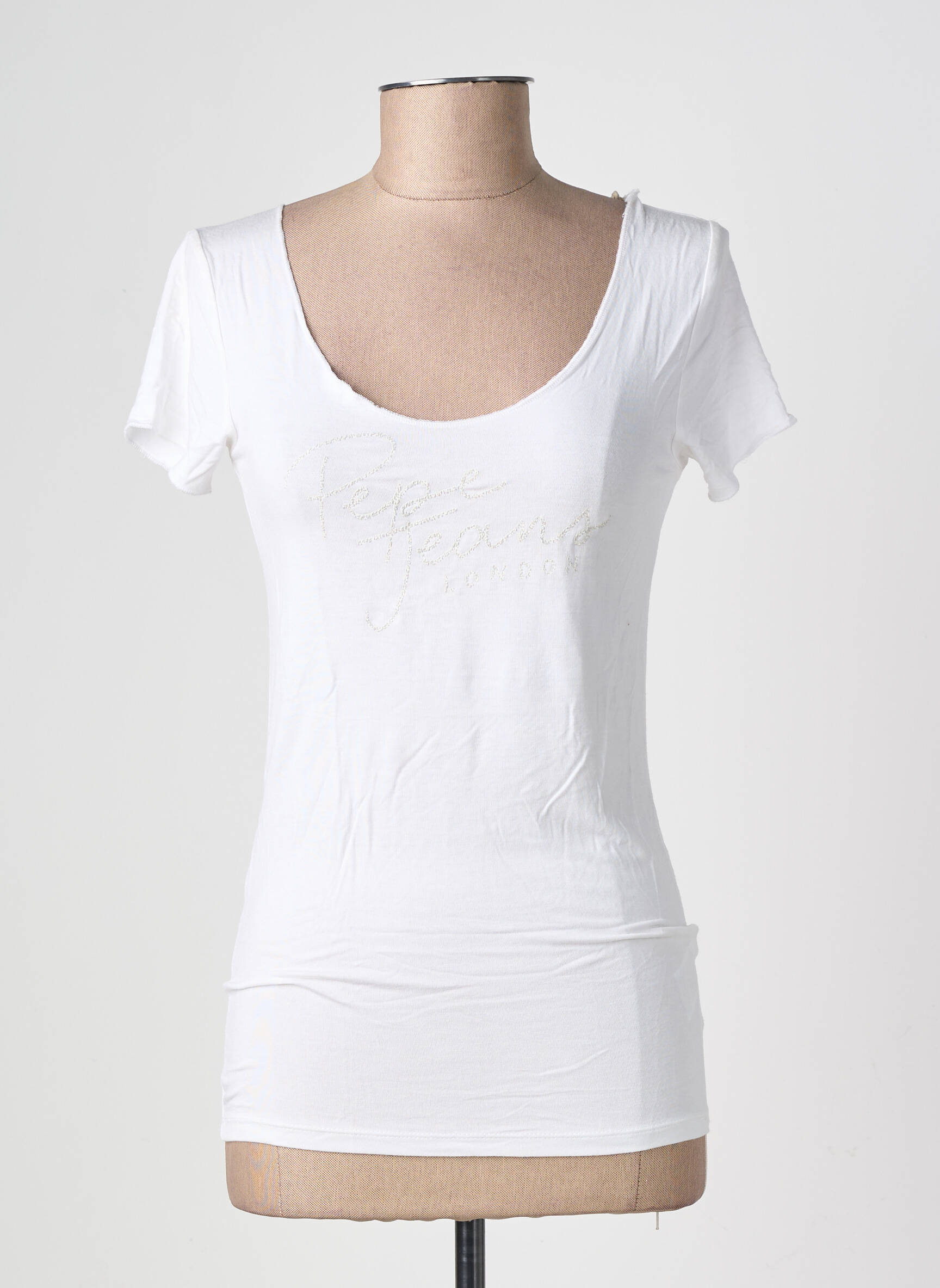 T-shirt stretch manches courtes blanc PEPE JEANS femme