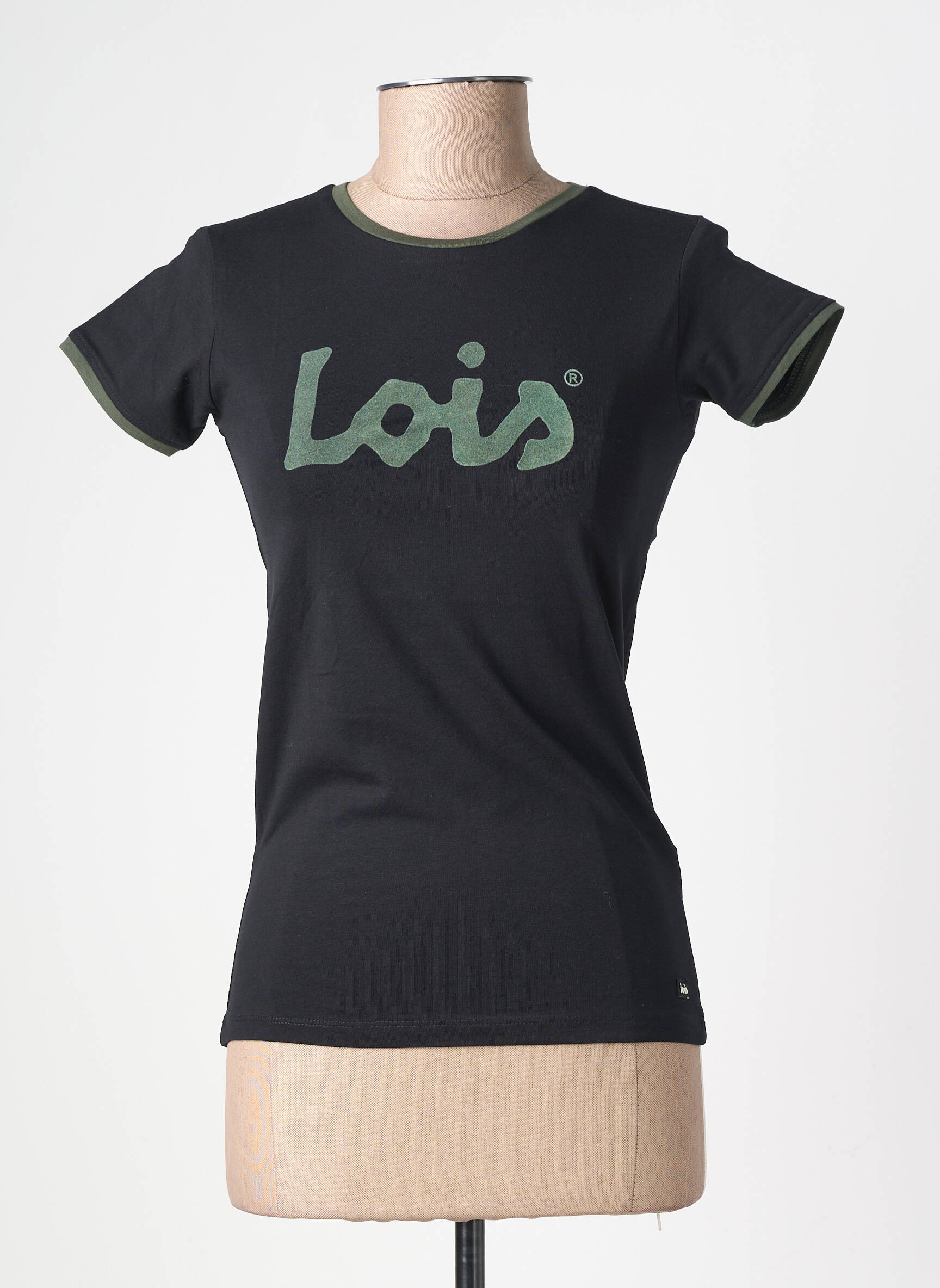 T-shirt sérigraphie floquée manches courtes noir LOIS femme