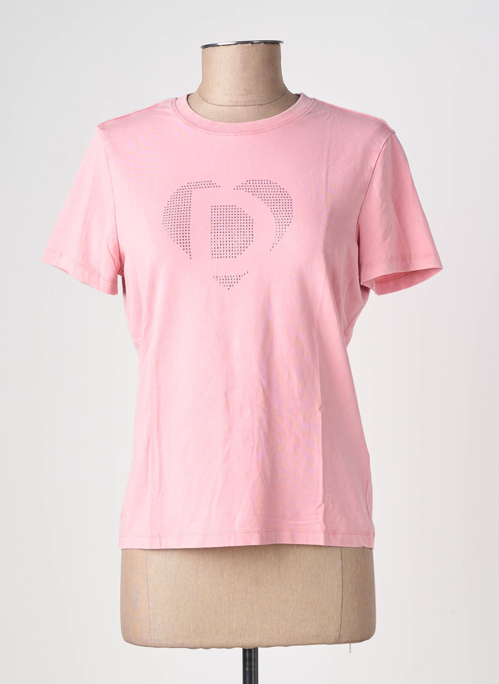 T-shirt sérigraphie avec strass manches courtes rose DESIGUAL femme