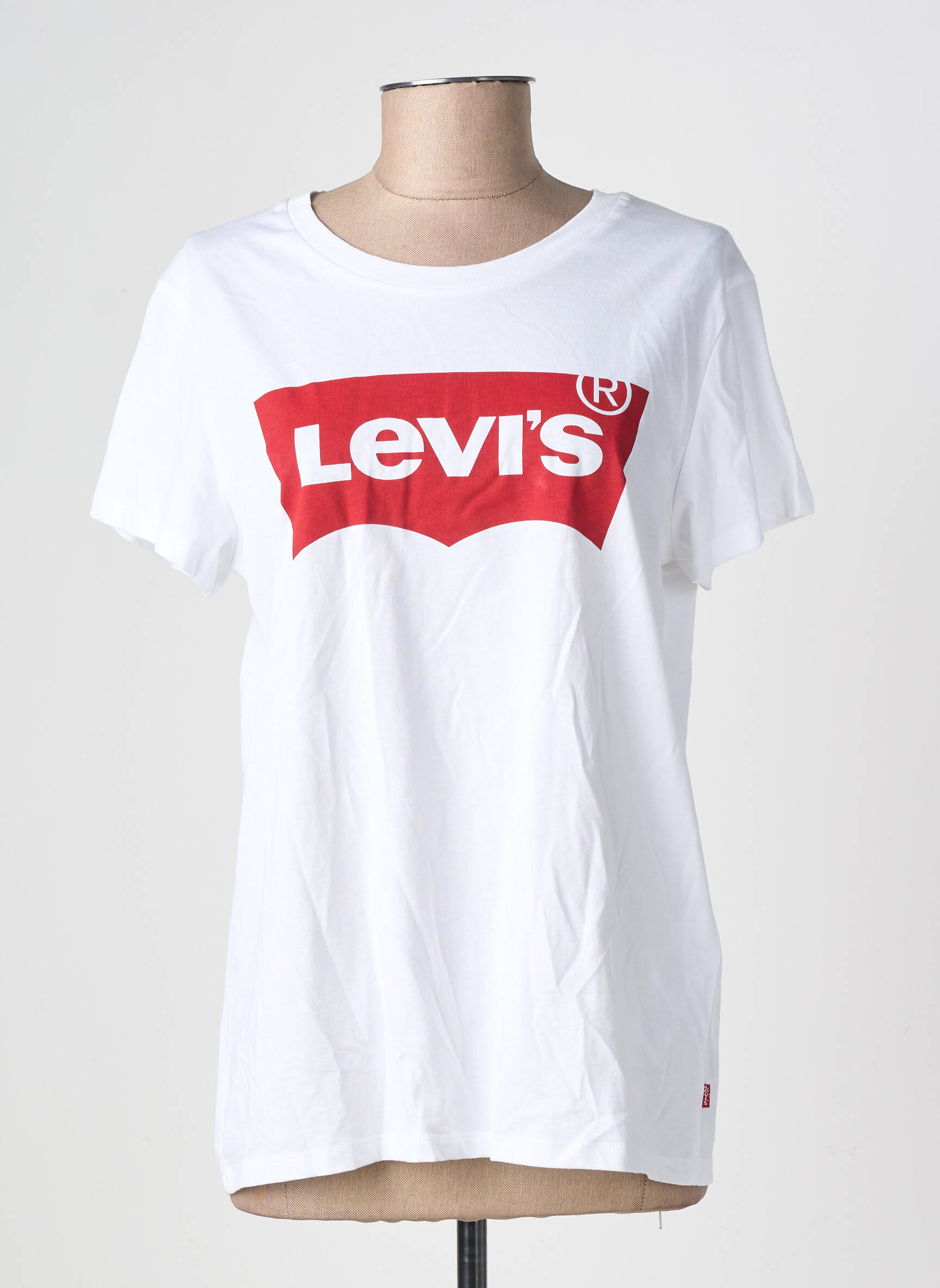 T-shirt sérigraphie floquée manches courtes blanc LEVI'S femme