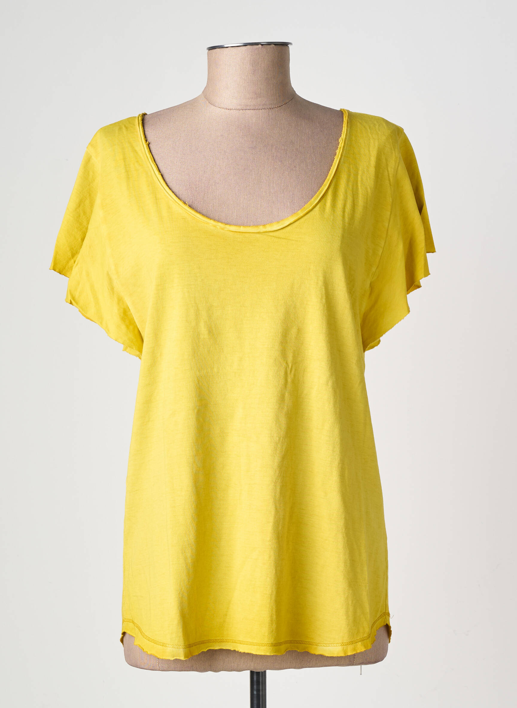 T-shirt stretch manches courtes jaune DESIGUAL femme