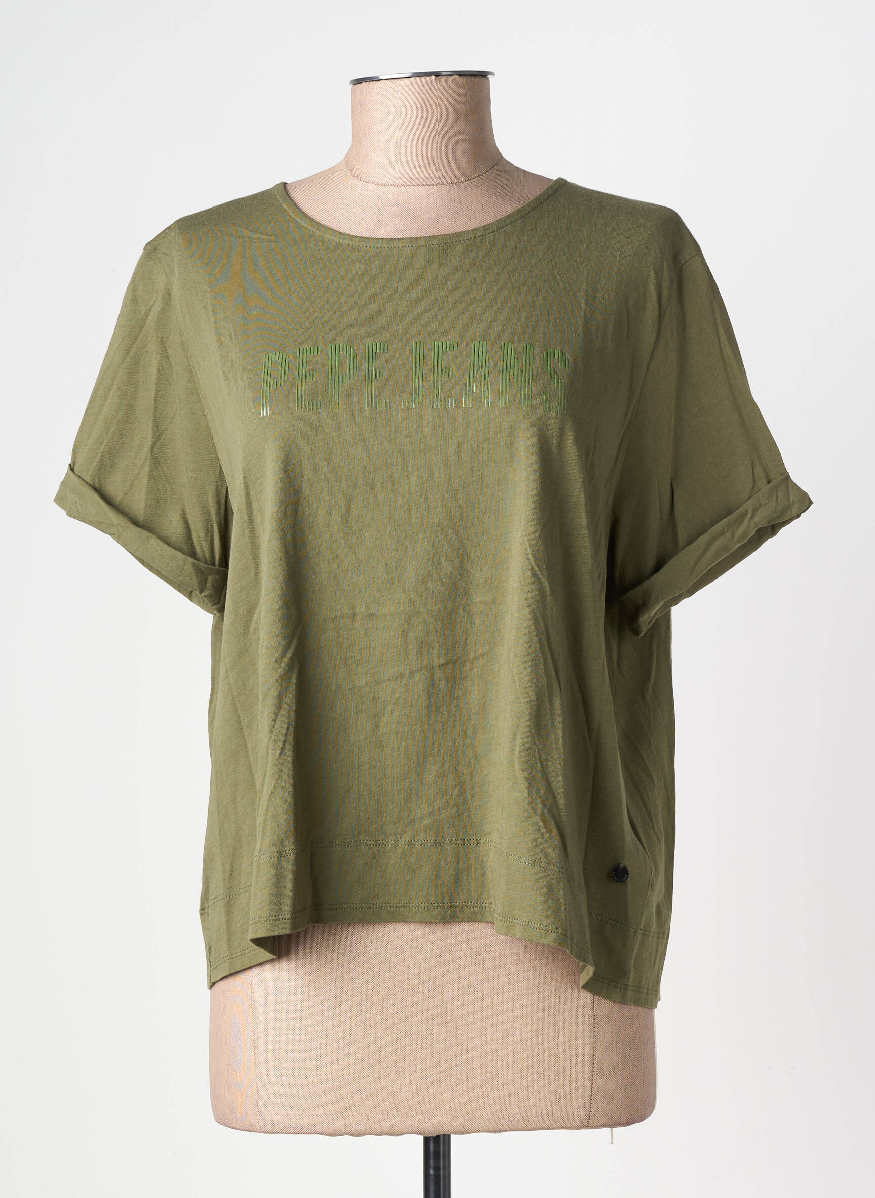 T-shirt coupe droite manches courtes vert PEPE JEANS femme